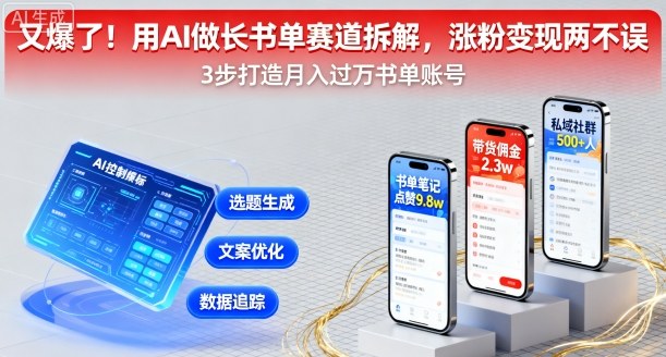 又爆了！用AI做长书单赛道拆解，涨粉变现两不误-桀创项目掘金社