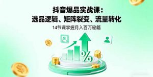 抖音爆品实战课：选品逻辑、矩阵裂变、流量转化，14节课掌握月入百万秘籍-桀创项目掘金社