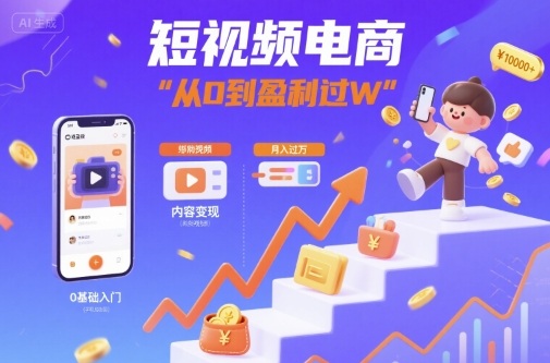 短视频电商：短视频变现从0到盈利过W-桀创项目掘金社