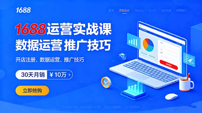1688运营实战课：开店注册、数据运营、推广技巧，30天月销破10万+-桀创项目掘金社