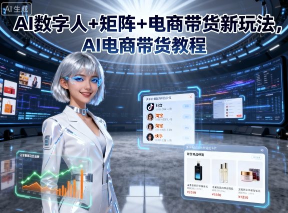 AI数字人+矩阵+电商带货新玩法，AI电商带货教程-桀创项目掘金社