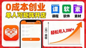 拼多多虚拟电商，0成本，单人可矩阵开店，轻松月入3W+-桀创项目掘金社