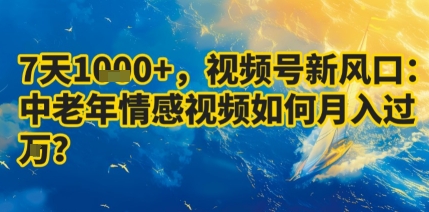 7天收益1k+，视频号新风口：中老年情感视频如何月入过W?-桀创项目掘金社