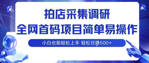 拍店采集调研，全网首码项目，简单易操作， 小白也能轻松上手，多账号操作，轻松日入5张【揭秘】-桀创项目掘金社