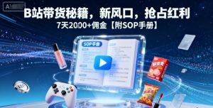 B站带货秘籍,新风口,抢占红利,7天2k+佣金【附SOP手册】-桀创项目掘金社
