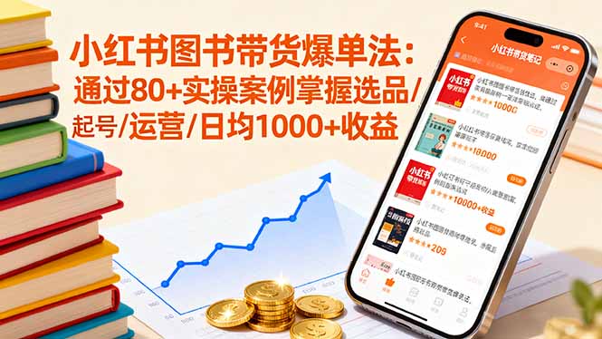 小红书图书带货爆单法：通过80+实操案例掌握选品/起号/运营/日均1000+收益-桀创项目掘金社