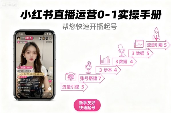小红书直播运营0-1实操手册，帮您快速开播起号-桀创项目掘金社
