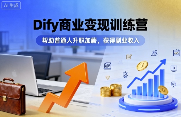Dify商业变现训练营，帮助普通人升职加薪，获得副业收入-桀创项目掘金社