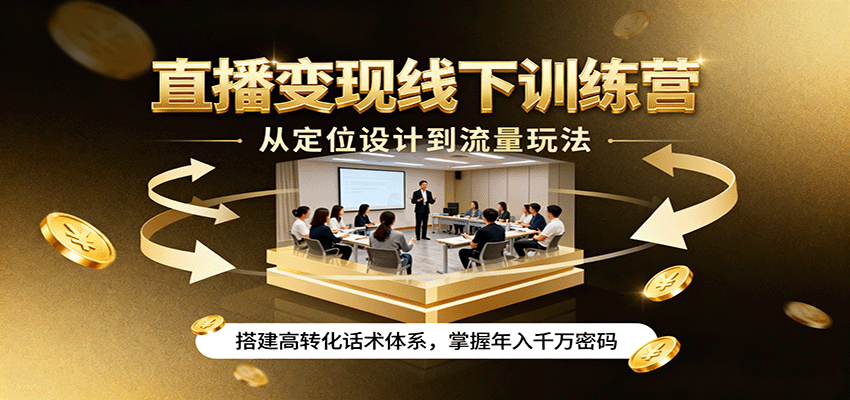 直播变现线下训练营，从定位设计到流量玩法，搭建高转化话术体系，掌握年入千万密码-桀创项目掘金社