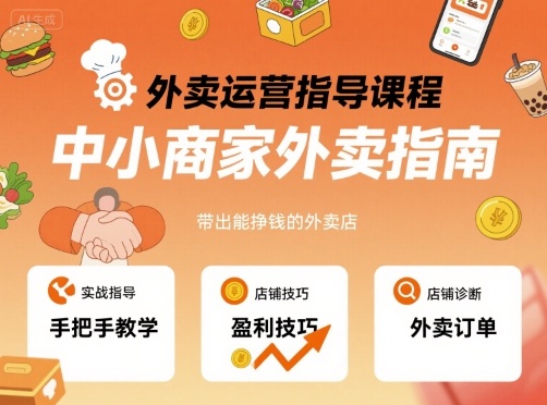 外卖运营指导课程，中小商家外卖指南，手把手带出能挣钱的外卖店-桀创项目掘金社