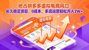 抢占拼多多虚拟电商风口：长久稳定项目，0成本，多店运营轻松月入3W+-桀创项目掘金社