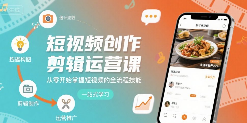 短视频创作剪辑运营课，从零开始掌握短视频的全流程技能-桀创项目掘金社