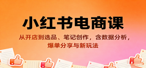 小红书电商课:从开店到选品、笔记创作,含数据分析,爆单分享与新玩法-桀创项目掘金社