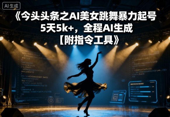 今日头条之AI美女跳舞暴力起号，5天1k+，全程AI生成【附指令工具】-桀创项目掘金社