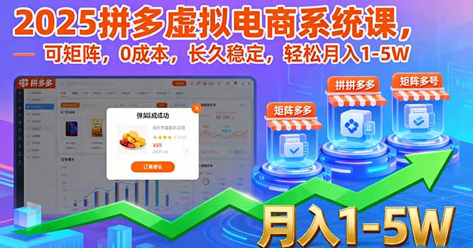 2025拼多多虚拟电商系统课，可矩阵，0成本，长久稳定，轻松月入1-5W-桀创项目掘金社