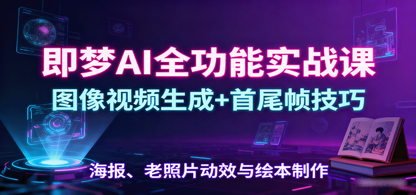 即梦AI全功能实战课：图像视频生成+首尾帧技巧，海报、老照片动效与绘本制作-桀创项目掘金社
