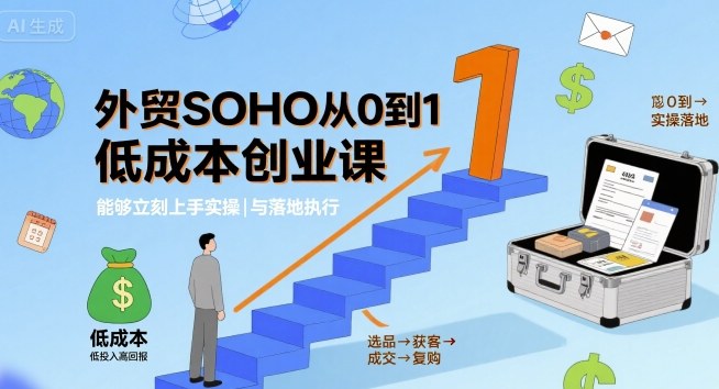外贸SOHO从0到1低成本创业课，能够立刻上手实操与落地执行-桀创项目掘金社