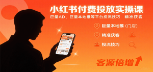 小红书付费投放实操课:巨量AD、巨量本地推等平台投流技巧精准获客-桀创项目掘金社