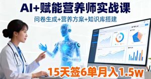 AI+赋能营养师实战课,问卷生成+营养方案+知识库搭建,15天签6单月入1.5w-桀创项目掘金社