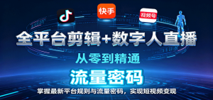 全平台剪辑+数字人直播,从零到精通,掌握最新平台规则与流量密码,实现短视频变现-桀创项目掘金社