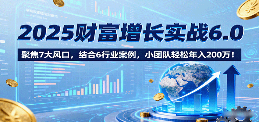 2025财富增长实战6.0，聚焦7大风口，结合6行业案例，小团队轻松年入200万！-桀创项目掘金社