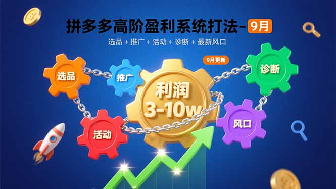 拼多多高阶盈利系统打法-9月：选品+推广+活动+诊断+最新风口，月利润3-10w-桀创项目掘金社