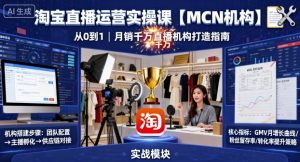 淘宝直播运营实操课【MCN机构】,从0到1做一家月销千W的直播机构-桀创项目掘金社