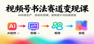 视频号书法赛道变现课:AI内容生产、自动化剪辑,矩阵放大与后端变现-桀创项目掘金社