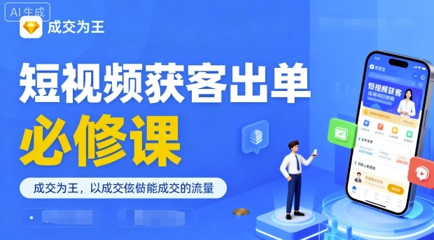 短视频获客出单必修课，成交为王，以成交为导向，直接做能成交的流量-桀创项目掘金社