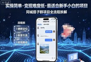 实操简单，变现难度低，最适合新手小白做的项目，每天轻松收入3张，同城搭子群项目全流程拆解-桀创项目掘金社