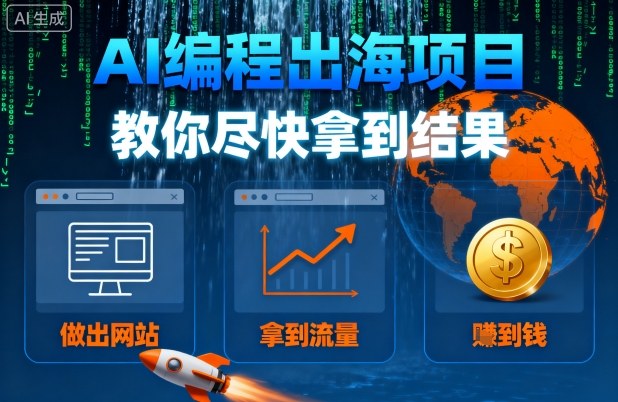 AI编程出海项目，教你尽快拿到结果-做出网站、拿到流量、賺到钱-桀创项目掘金社