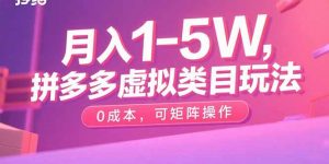 月入1-5W，拼多多虚拟类目玩法，0成本，可矩阵操作-桀创项目掘金社