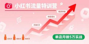 小红书流量特训营:突破流量瓶颈,实现店铺持续增长,单店月销5万实战-桀创项目掘金社