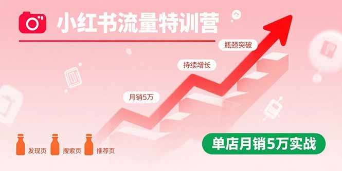 小红书流量特训营：突破流量瓶颈，实现店铺持续增长，单店月销5万实战-桀创项目掘金社