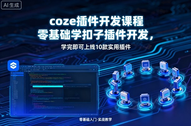 coze插件开发课程，零基础学扣子插件开发，学完即可上线10款实用插件-桀创项目掘金社