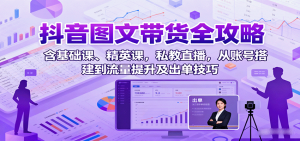 抖音图文带货全攻略:含基础课、精英课,私教直播,从账号搭建到流量提升及出单技巧-桀创项目掘金社