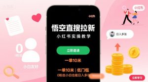 悟空直搜拉新小红书实操教学,一单10米,低门槛,0粉丝小白也能日入多张-桀创项目掘金社