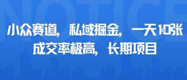 小众赛道，私域掘金，一天多张，成交率极高，长期项目-桀创项目掘金社