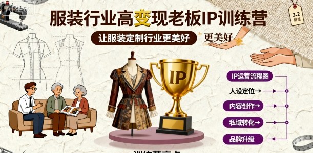 服装行业高变现老板IP训练营，让服装定制行业更美好-桀创项目掘金社