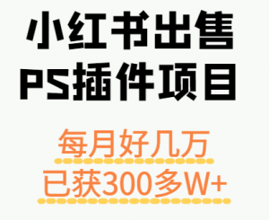 小红书出售PS插件项目，每月都收入好几万，长期操作已获利300多W+-桀创项目掘金社