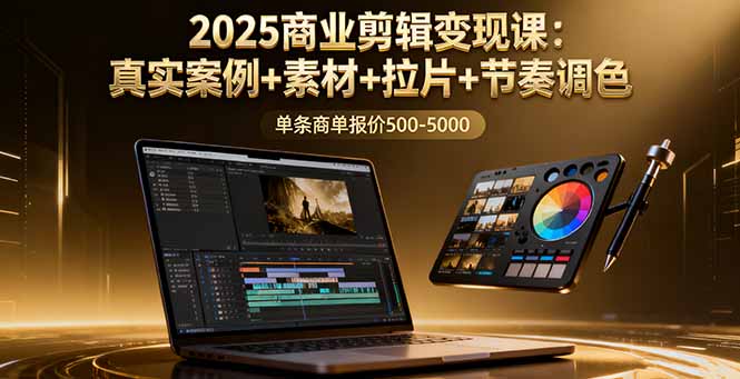 2025商业剪辑变现课：真实案例+素材+拉片+节奏调色，单条商单报价500-5000-桀创项目掘金社