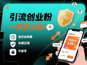 引流创业粉,一天引100+,当天出效果,长期正规,不废号-桀创项目掘金社