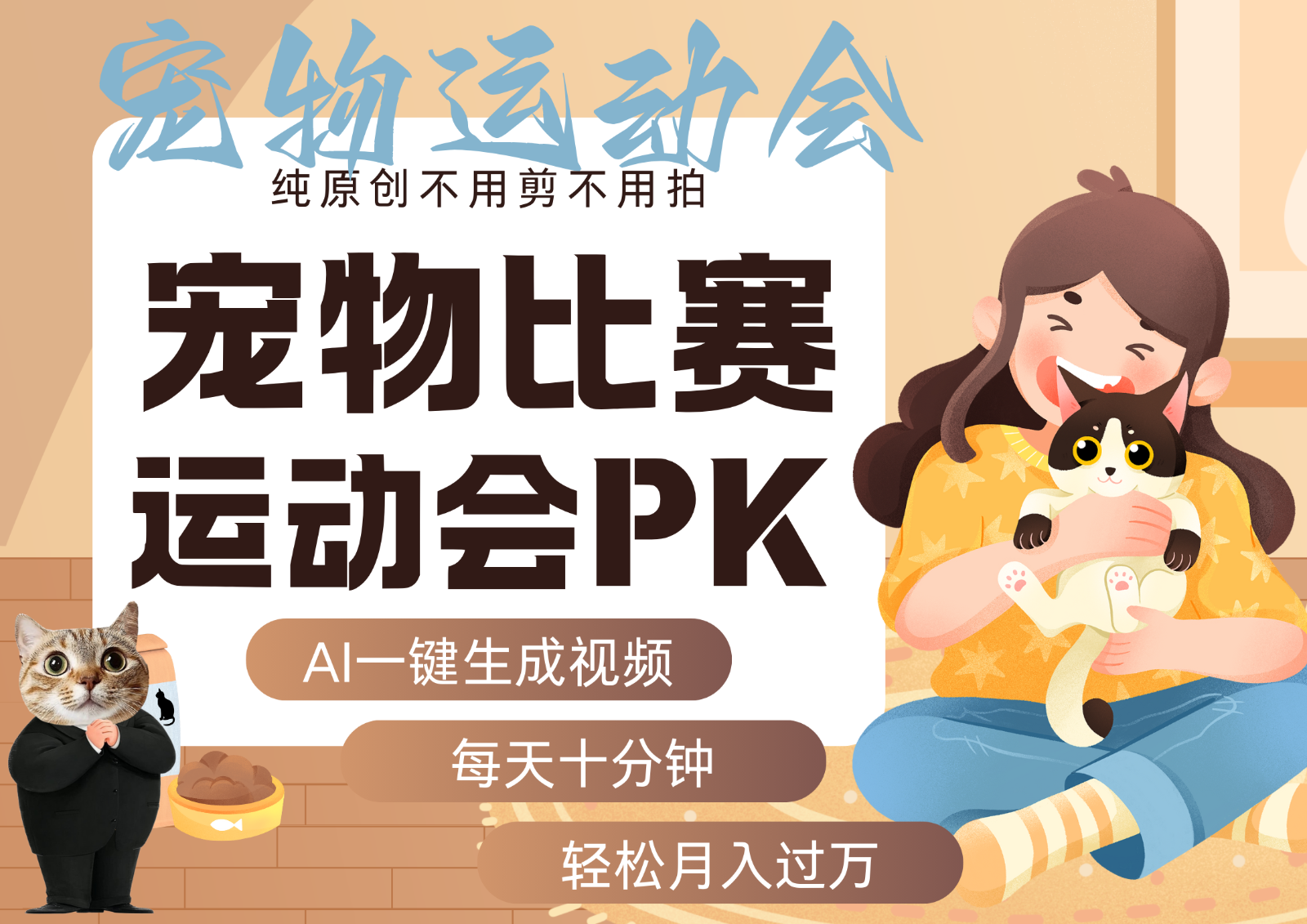 AI萌宠运动员跳水 射击 篮球 足球比赛 每天十分钟 附详细提示词文案库 代替做…-桀创项目掘金社