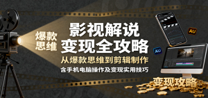 影视解说变现全攻略:从爆款思维到剪辑制作,含手机电脑操作及变现实用技巧-桀创项目掘金社