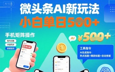 微头条AI新玩法，小白单日5张+，手机可矩阵操作【附工具指令】-桀创项目掘金社