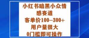 小红书暗黑小众情感赛道,客单价100-300+用户量很大,0门槛即可操作-桀创项目掘金社