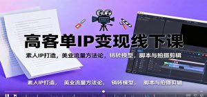 高客单IP变现线下大课:素人IP打造,美业流量方法论,销转模型,脚本与拍摄剪辑-桀创项目掘金社