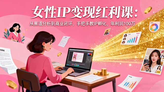 女性IP变现红利课：从赛道分析到商业闭环，手把手教IP孵化，年利润100万-桀创项目掘金社