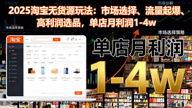 2025淘宝无货源玩法:市场选择、流量起爆、高利润选品,单店月利润1-4w-桀创项目掘金社