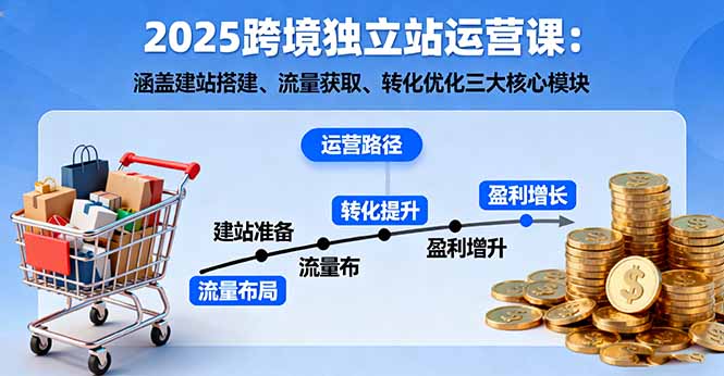 2025跨境独立站运营课：涵盖建站搭建、流量获取、转化优化三大核心模块-桀创项目掘金社